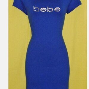bebe dress women's size small Swarovski crystal rhinestone logo bodycon dress